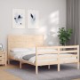 Bed frame with solid wood headboard 140x200 cm by , Beds and slatted bases - Ref: Foro24-3194636, Price: 156,61 €, Discount: %