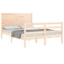 Bed frame with solid wood headboard 140x200 cm by , Beds and slatted bases - Ref: Foro24-3194636, Price: 156,61 €, Discount: %