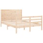 Bed frame with solid wood headboard 140x200 cm by , Beds and slatted bases - Ref: Foro24-3194636, Price: 156,61 €, Discount: %