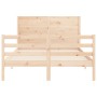 Bed frame with solid wood headboard 140x200 cm by , Beds and slatted bases - Ref: Foro24-3194636, Price: 156,61 €, Discount: %