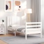 Estructura de cama individual con cabecero madera maciza blanco de , Camas y somieres - Ref: Foro24-3194727, Precio: 116,00 €...