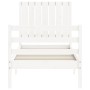 Estructura de cama individual con cabecero madera maciza blanco de , Camas y somieres - Ref: Foro24-3194727, Precio: 111,99 €...