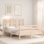 Bed frame with solid wood headboard 140x190 cm by , Beds and slatted bases - Ref: Foro24-3194096, Price: 123,67 €, Discount: %