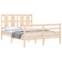 Bed frame with solid wood headboard 140x190 cm by , Beds and slatted bases - Ref: Foro24-3194096, Price: 123,67 €, Discount: %