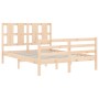 Bed frame with solid wood headboard 140x190 cm by , Beds and slatted bases - Ref: Foro24-3194096, Price: 123,67 €, Discount: %