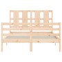 Bed frame with solid wood headboard 140x190 cm by , Beds and slatted bases - Ref: Foro24-3194096, Price: 123,67 €, Discount: %