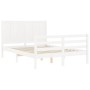 White solid wood bed frame with headboard 140x200 cm by , Beds and slatted bases - Ref: Foro24-3194507, Price: 166,52 €, Disc...