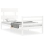 Estructura de cama individual con cabecero madera maciza blanco de , Camas y somieres - Ref: Foro24-3195052, Precio: 94,10 €,...