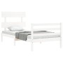 Estructura de cama individual con cabecero madera maciza blanco de , Camas y somieres - Ref: Foro24-3195052, Precio: 94,10 €,...