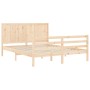 Estructura de cama de matrimonio con cabecero madera maciza de , Camas y somieres - Ref: Foro24-3194511, Precio: 165,47 €, De...