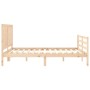 Double bed frame with solid wood headboard by , Beds and slatted bases - Ref: Foro24-3194511, Price: 164,99 €, Discount: %