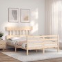 Estructura de cama con cabecero madera maciza 140x190 cm de , Camas y somieres - Ref: Foro24-3195136, Precio: 116,99 €, Descu...