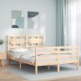 Bed frame with solid wood headboard 140x190 cm by , Beds and slatted bases - Ref: Foro24-3194421, Price: 122,77 €, Discount: %