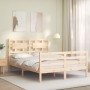 Bed frame with solid wood headboard 140x190 cm by , Beds and slatted bases - Ref: Foro24-3194421, Price: 122,77 €, Discount: %