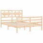 Bed frame with solid wood headboard 140x190 cm by , Beds and slatted bases - Ref: Foro24-3194421, Price: 122,77 €, Discount: %