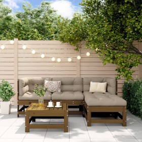 Garden sofa set 5 pieces solid pine wood honey brown by , Garden sets - Ref: Foro24-3186175, Price: 315,99 €, Discount: %