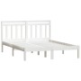 Estructura de cama doble de madera maciza blanco 135x190 cm de , Camas y somieres - Ref: Foro24-3100565, Precio: 158,35 €, De...