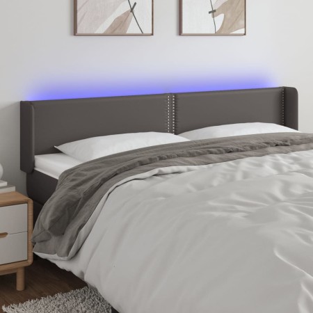 Headboard with LED gray synthetic leather 203x16x78/88 cm by , Headboards and footboards - Ref: Foro24-3123208, Price: 75,59 ...