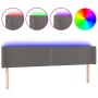 Cabecero con LED cuero sintético gris 203x16x78/88 cm de , Cabeceros y pies de cama - Ref: Foro24-3123208, Precio: 75,59 €, D...