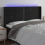 Cabecero con LED de terciopelo negro 163x16x118/128 cm de , Cabeceros y pies de cama - Ref: Foro24-3123964, Precio: 149,66 €,...