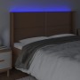 Headboard with LED brown synthetic leather 203x16x118/128 cm by , Headboards and footboards - Ref: Foro24-3124019, Price: 153...