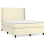 Box spring bed with cream synthetic leather mattress 140x190 cm by , Beds and slatted bases - Ref: Foro24-3132377, Price: 538...