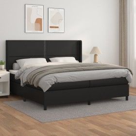 Cama box spring con colchón cuero sintético negro 200x200 cm de , Camas y somieres - Ref: Foro24-3132459, Precio: 690,24 €, D...