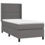 Cama box spring con colchón cuero sintético gris 100x200 cm de , Camas y somieres - Ref: Foro24-3132427, Precio: 384,99 €, De...