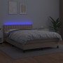 Box spring bed LED mattress synthetic leather cappuccino 140x190cm by , Beds and slatted bases - Ref: Foro24-3134224, Price: ...