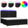 Box spring bed mattress and LED lights black fabric 160x200 cm by , Beds and slatted bases - Ref: Foro24-3135367, Price: 592,...