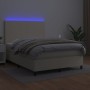 Boxspringbett mit Matratze und LED-Creme-Kunstleder 140x190 cm von , Betten und Lattenroste - Ref: Foro24-3135821, Preis: 532...