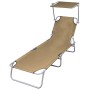 Folding sun lounger with taupe steel canopy by vidaXL, Loungers - Ref: Foro24-44292, Price: 65,74 €, Discount: %