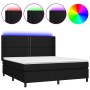 Box spring bed mattress and LED lights black fabric 160x200 cm by , Beds and slatted bases - Ref: Foro24-3138247, Price: 597,...