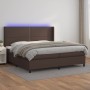 Cama box spring colchón y LED cuero sintético marrón 200x200 cm de , Camas y somieres - Ref: Foro24-3139346, Precio: 701,59 €...