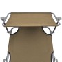 Folding sun lounger with taupe steel canopy by vidaXL, Loungers - Ref: Foro24-44292, Price: 65,74 €, Discount: %