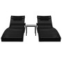 2 synthetic rattan sun loungers with black textilene table by vidaXL, Loungers - Ref: Foro24-44893, Price: 257,67 €, Discount: %