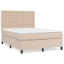 Cama box spring con colchón cuero sintético capuchino 140x190cm de , Camas y somieres - Ref: Foro24-3142844, Precio: 556,99 €...