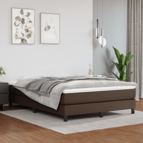 Box spring bed with brown synthetic leather mattress 140x190 cm by , Beds and slatted bases - Ref: Foro24-3144258, Price: 413...