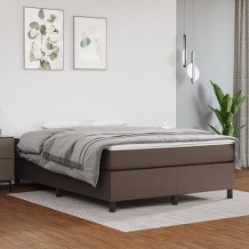 Cama box spring con colchón cuero sintético marrón 140x190 cm de , Camas y somieres - Ref: Foro24-3144605, Precio: 441,66 €, ...