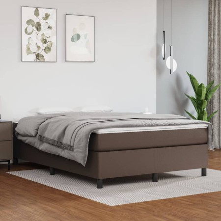 Cama box spring con colchón cuero sintético marrón 140x190 cm de , Camas y somieres - Ref: Foro24-3144605, Precio: 454,33 €, ...