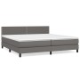 Cama box spring con colchón cuero sintético gris 200x200 cm de , Camas y somieres - Ref: Foro24-3141087, Precio: 589,09 €, De...