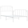 White metal bed frame with headboard and footboard 100x190 cm by , Beds and slatted bases - Ref: Foro24-373948, Price: 67,55 ...