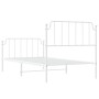 White metal bed frame with headboard and footboard 100x190 cm by , Beds and slatted bases - Ref: Foro24-373948, Price: 67,55 ...