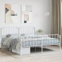 Metal bed frame with headboard and white footboard 160x200 cm by , Beds and slatted bases - Ref: Foro24-373957, Price: 108,31...