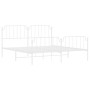 Metal bed frame with headboard and white footboard 160x200 cm by , Beds and slatted bases - Ref: Foro24-373957, Price: 108,31...