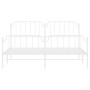 Metal bed frame with headboard and white footboard 160x200 cm by , Beds and slatted bases - Ref: Foro24-373957, Price: 108,31...