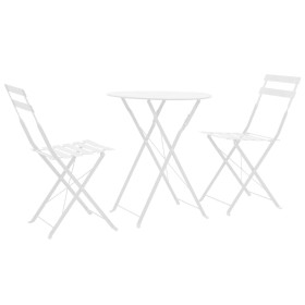 Garten Bistrotisch und Stühle 3 Stück weißer Stahl von vidaXL, Gartensets - Ref: Foro24-44357, Preis: 96,67 €, Rabatt: %