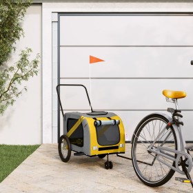 Pet Bicycle Trailer Iron Oxford Cloth Yellow Gray by , pet strollers - Ref: Foro24-93903, Price: 110,99 €, Discount: %