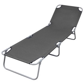 Folding lounger with adjustable backrest gray by vidaXL, Loungers - Ref: Foro24-44293, Price: 63,59 €, Discount: %