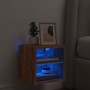 Mueble de TV de pared con luces LED roble marrón 30x28,5x30 cm de , Muebles TV - Ref: Foro24-836985, Precio: 33,24 €, Descuen...